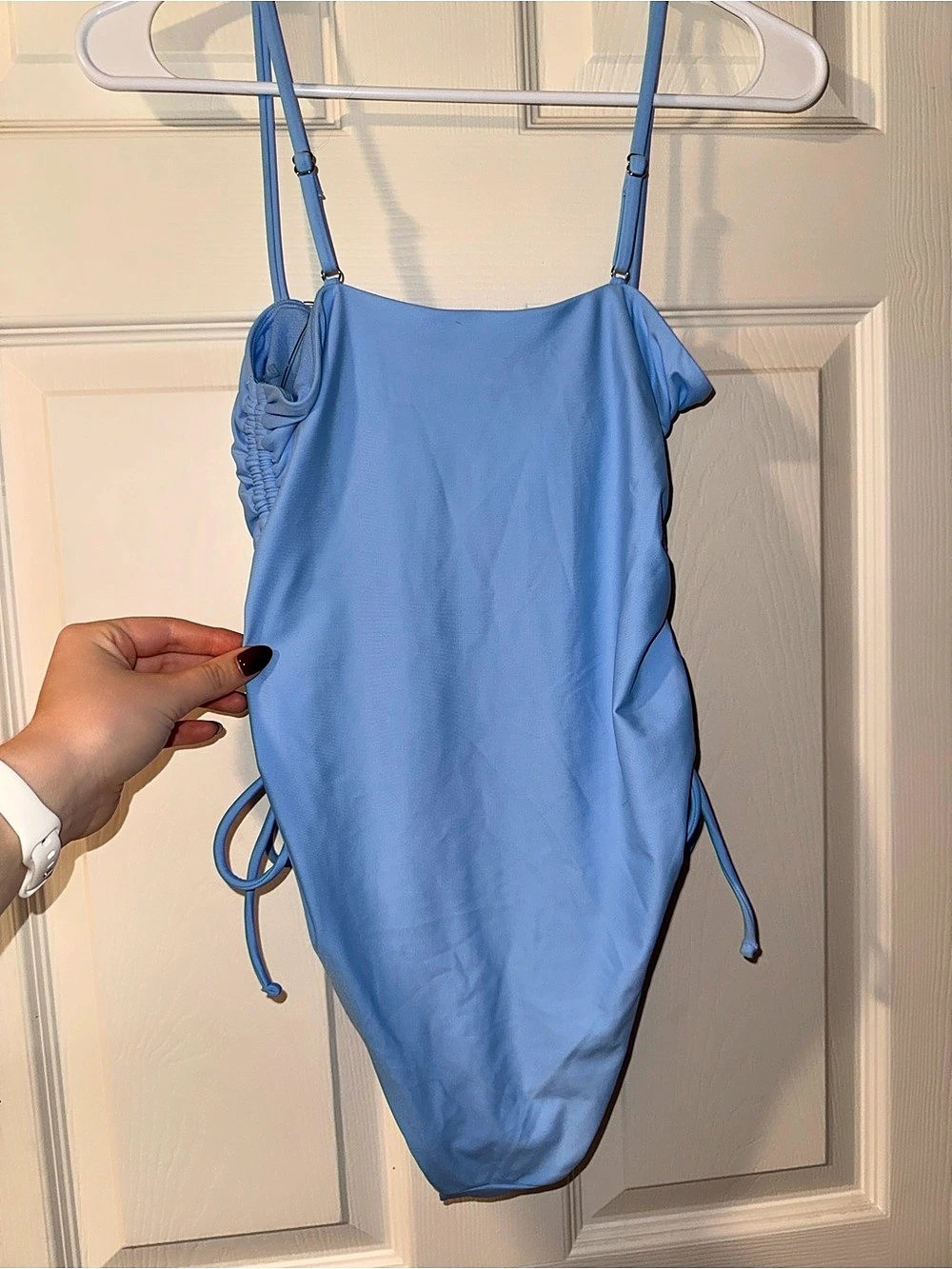 Blue Ruched One-Piece Swimsuit - Picture 2 of 3